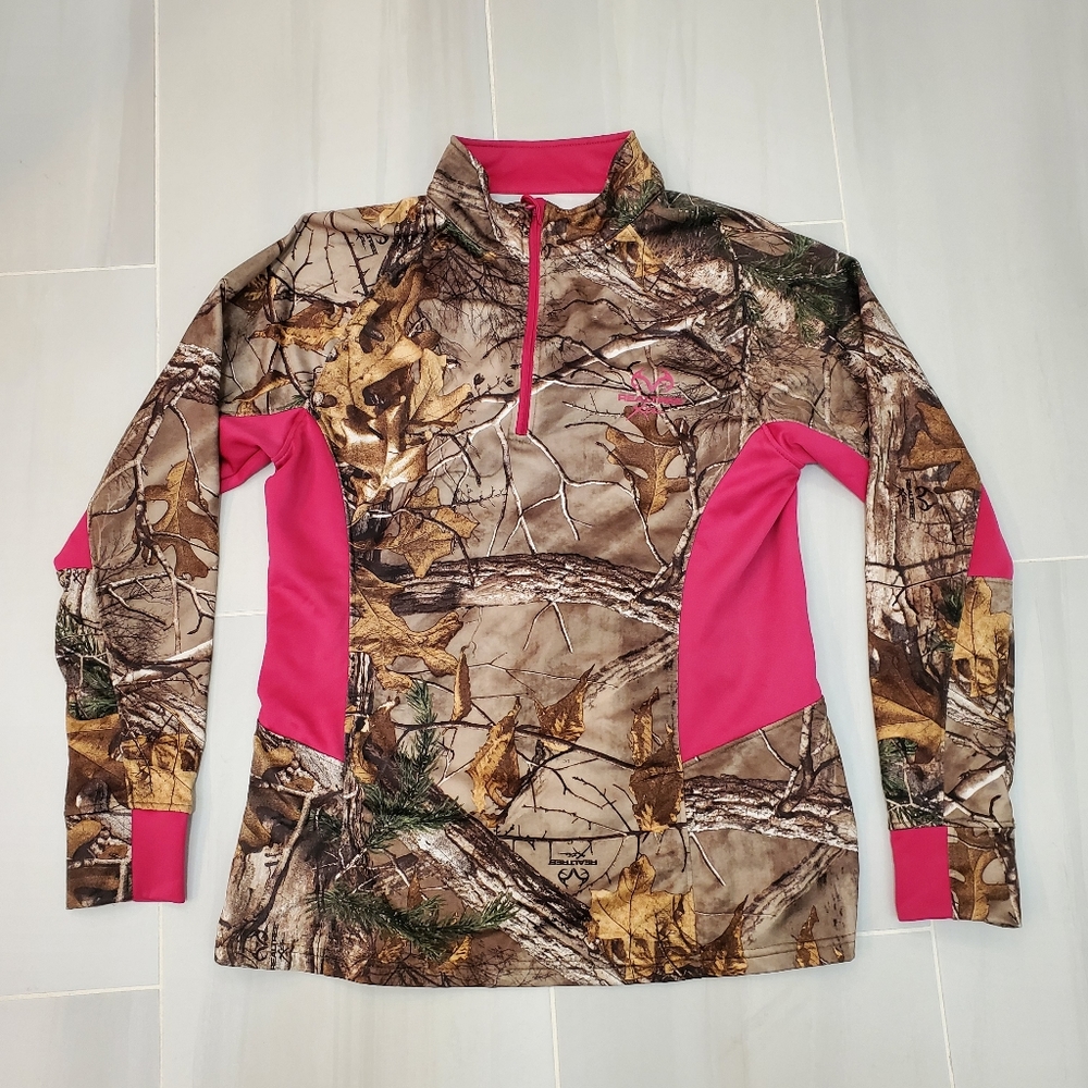 Realtree Fleece Lined Camouflage Ladies Pullover Sweatshirt ~ EUC